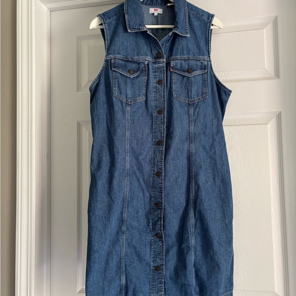 Women’s Levi’s Denim Sleeveless Button-Down Dress Size XL